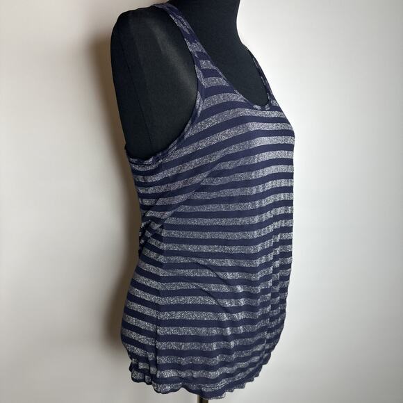 Hard Tail Vintage 90s Y2K Navy Metallic Racerback Sheer Tank Top Womens Small - Picture 4 of 11